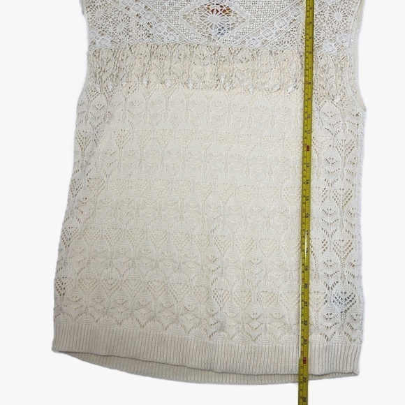 Ruby Rd Vanilla Fringed Crochet Top with Cami Womens size PL - Picture 5 of 5